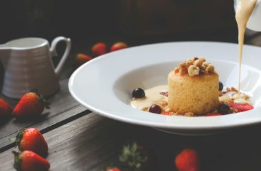 strawberry cake dessert with cream